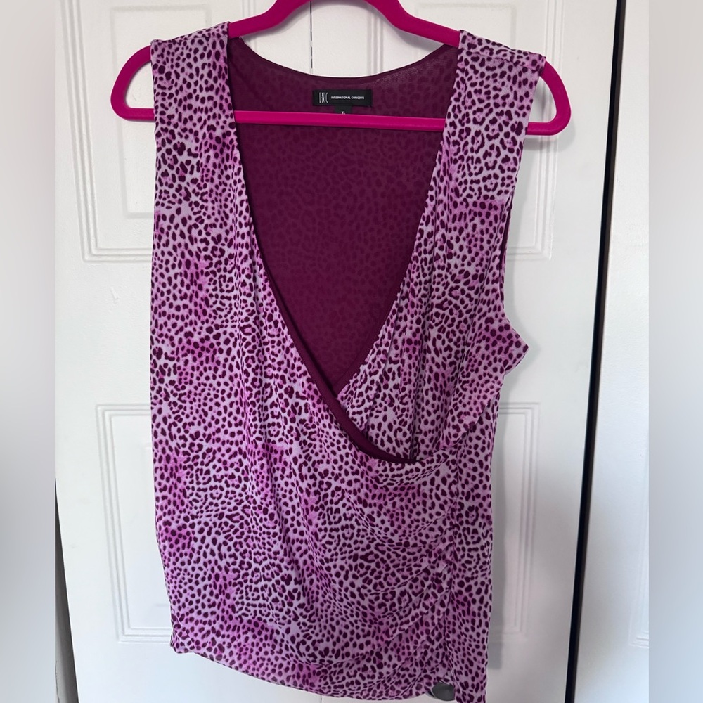 INC International Concepts Rich Burgundy and Vibrant Pink Top